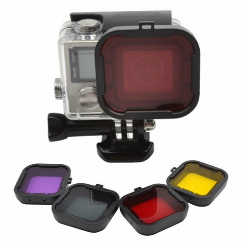 4 un. Filtro de buceo submarino amarillo rojo púrpura gris púrpura GoPro Hero 4 3+ Nuevo | eBay