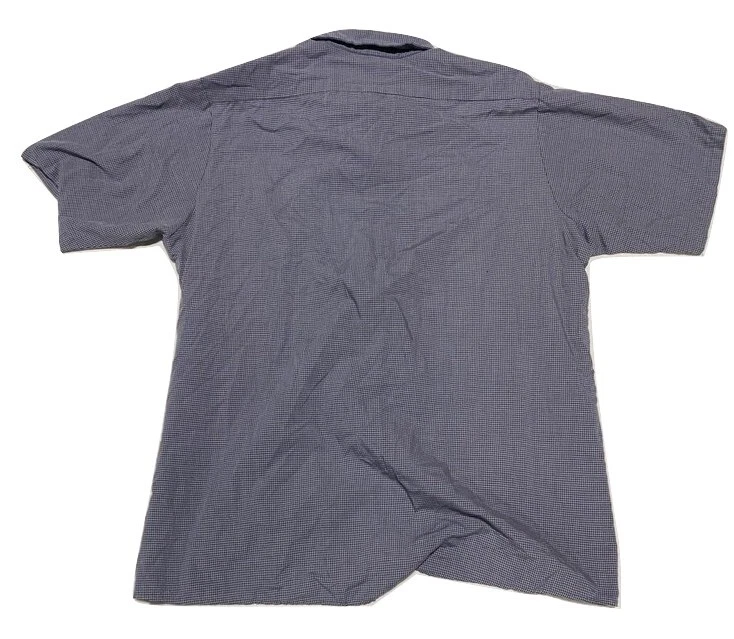 Blue / Charcoal Microcheck Red Kap Work Shirt Uniform Short Long Sleeve Used - Image 4 of 4