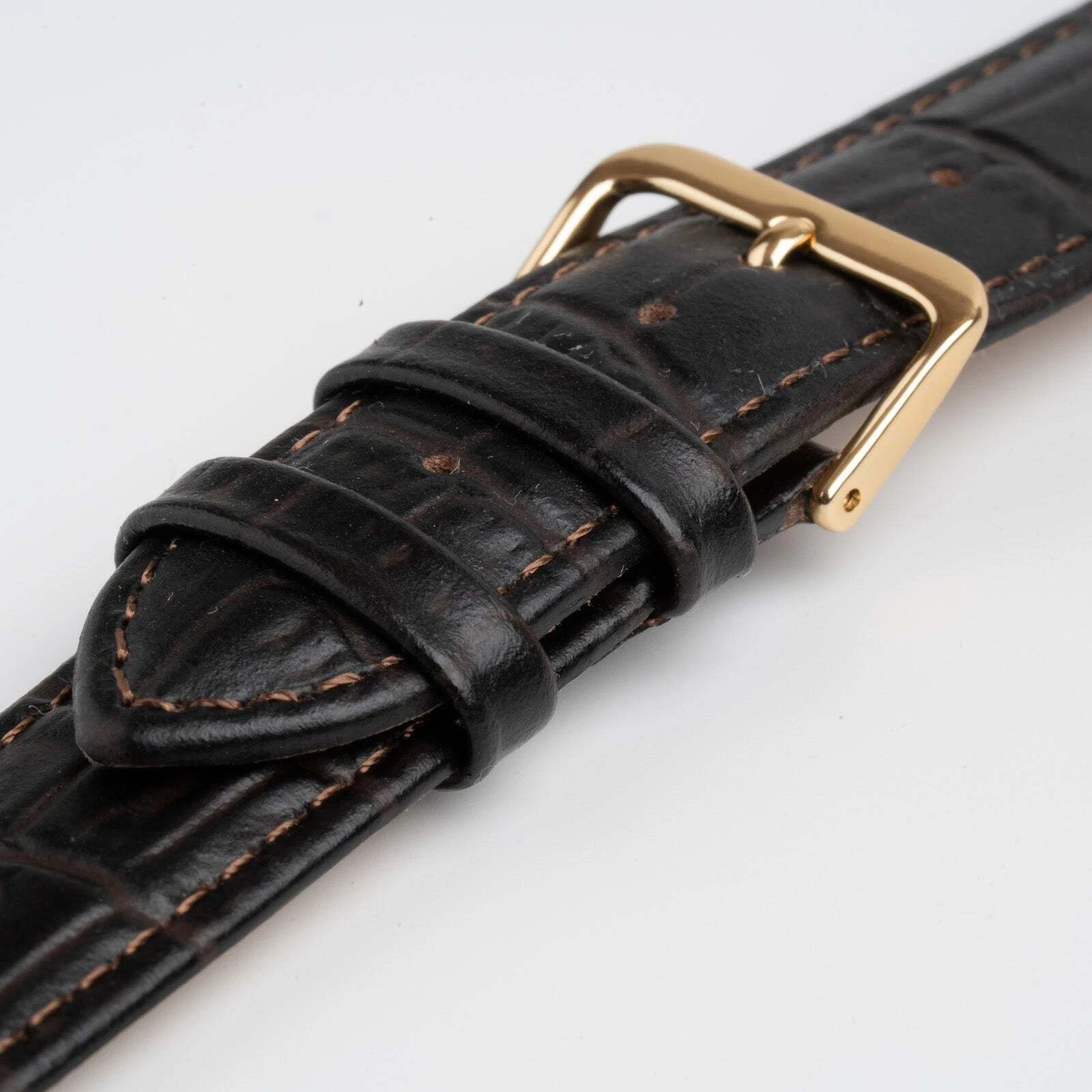 Brown Value Alligator Grain Padded Leather Watch Strap 12mm to 26mm