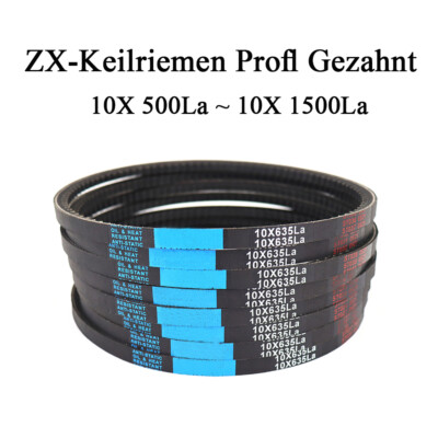 ZX-Keilriemen Profil Gezahnt 10mm x 6mm Länge 500La - 1500La Gummi-Antriebsrieme