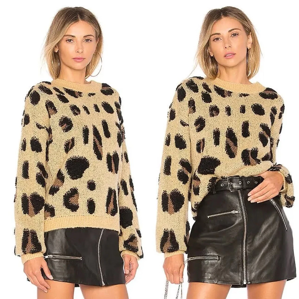 House of Harlow 1960 x Revolve Lawrence Sweater in Leopard Wool Blend Size M