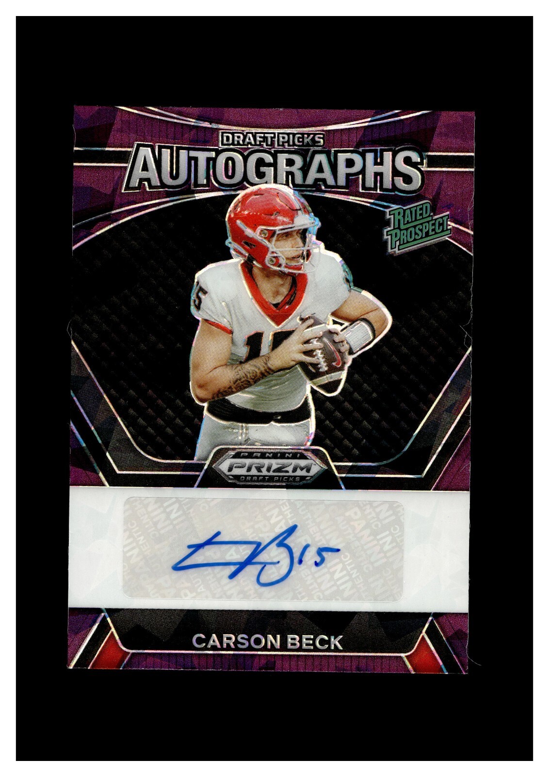 2024 Panini Prizm Draft Picks Autograph Purple Ice Carson Beck RC /99 Bulldogs