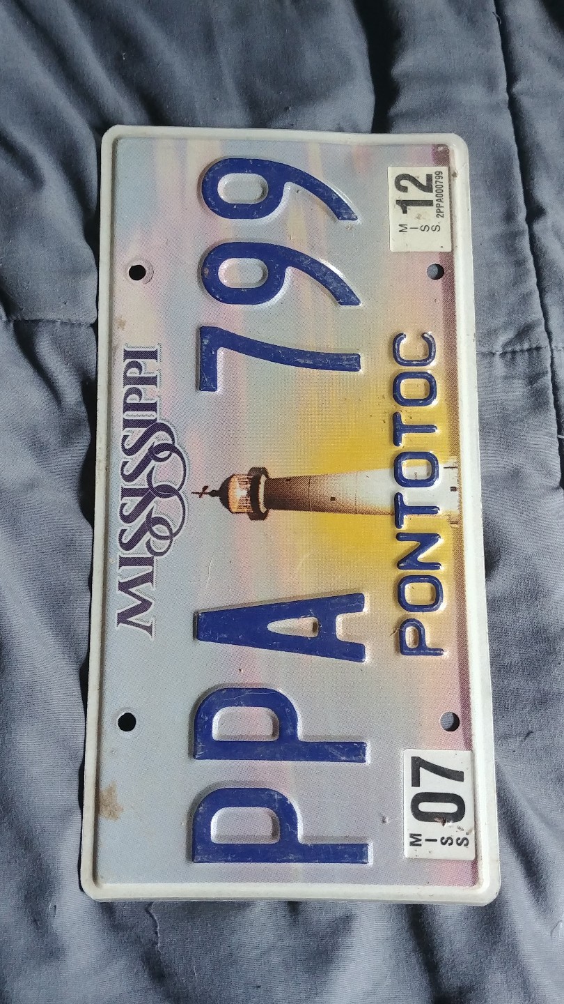 2007 07 Mississippi MISS LICENSE PLATE PPA799 AUTOMOBILE Pontotoc Tag