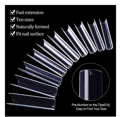 1000Pcs Artificial Fake Nails French False Half Nail Art Tips Extra Long DIY