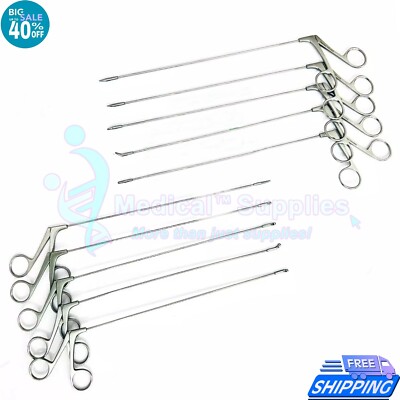 10 PCs Micro Laryngeal Forceps ENT Scissor Grasper Biopsy Cup Premium Set