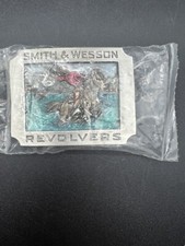 Vintage 1990 SMITH  WESSON REVOLVERS Pewter Bergamot Belt Buckle NOS