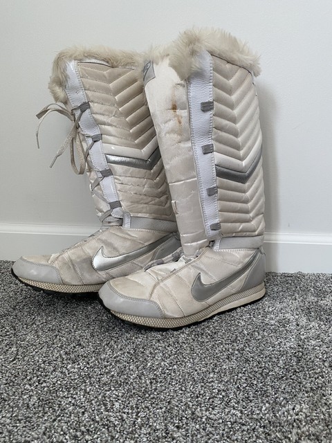 silver nike boots