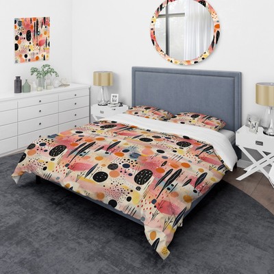 Designart ''Pink And Beige Strokes Harmony I'' Pink Modern