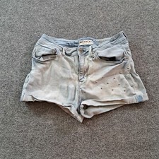 Bullhead Shorts Womens Size 4 Junior Blue High Rise Cuffed Denim Waist 25