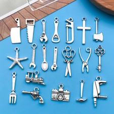20pcs Axe Wrench Scissor Tool Antique Silver Charms Pendants for Jewelry Making