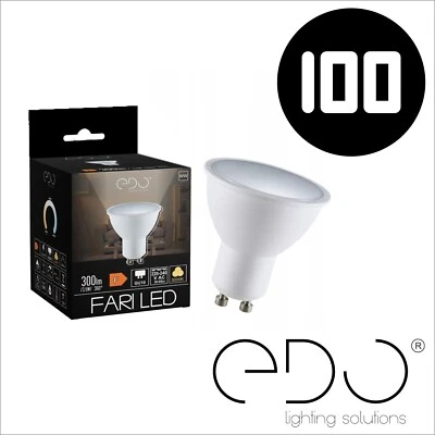 Lot de 100 ampoules FARI LED GU10 3,5W 3000K chaud 120° 300lm EDO SOLUTIONS