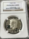 1969 KENNEDY HALF DOLLAR Proof 69 ULTRA CAMEO SILVER CLAD NGC GRADED