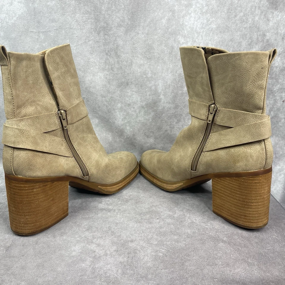Korks Kork-Ease Faux Suede Marci II Natural Stacked Heel Boots In Tan Size 11 - Image 4 of 4
