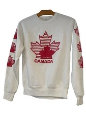 Vintage Toronto Canada Red Graphic Maple Leaf White Sweatshirt Y2K 90s M