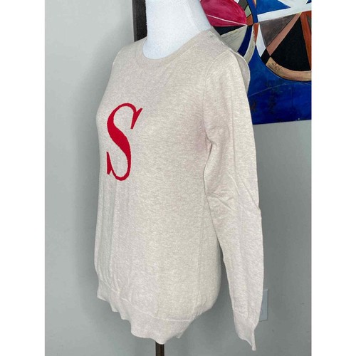 Old Navy Cream Sweater Initial S Cotton Beige Sand Size Small Monogram "S" - Picture 3 of 6