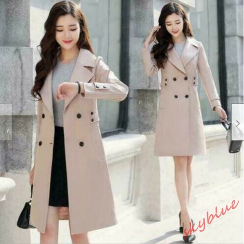 Double Breasted Trench Coat Suit Collar 