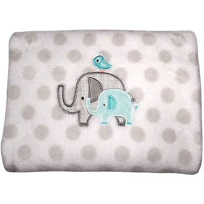 Circo White Gray Polka Dot Elephant Baby Blanket Soft Unisex Target Bird Aqua