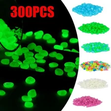 300PCS Glow in The Dark Pebbles Garden Luminous Stones Rocks Fish Tank Decor
