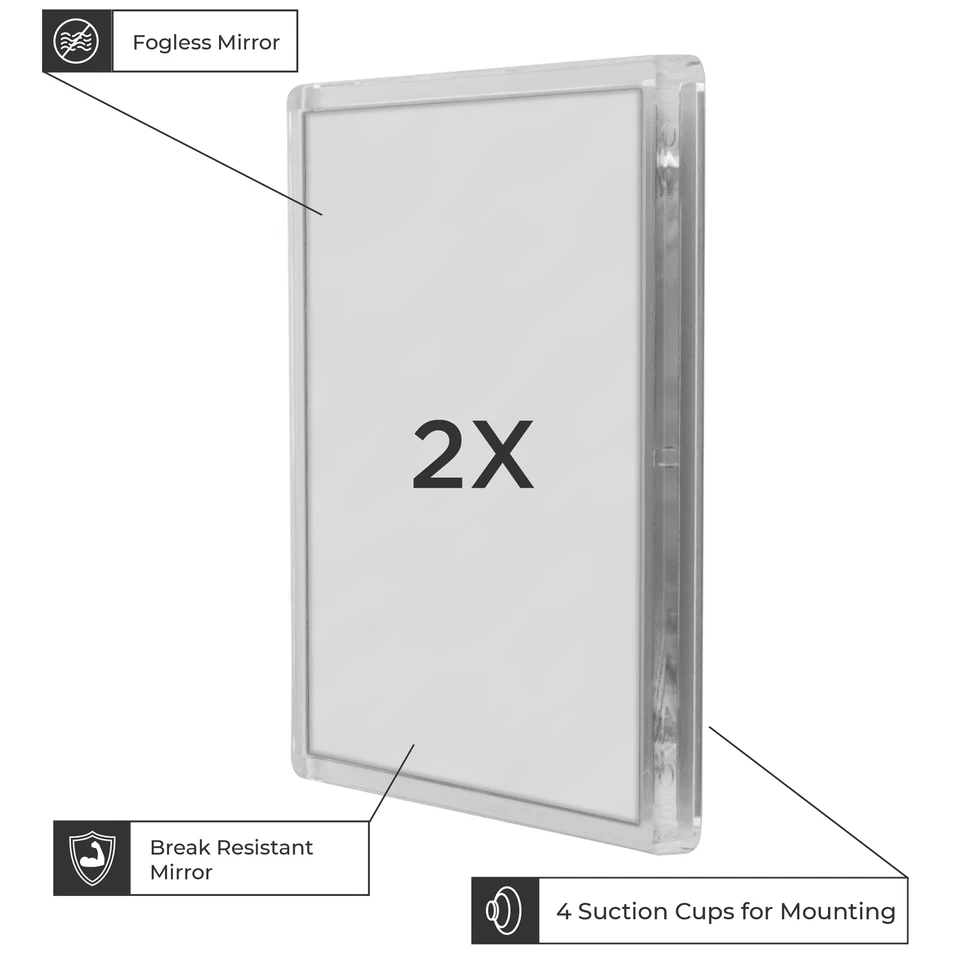 Espejos de ducha sin niebla Zadro con aumento 2X y montaje con ventosa Foto 3 de 4