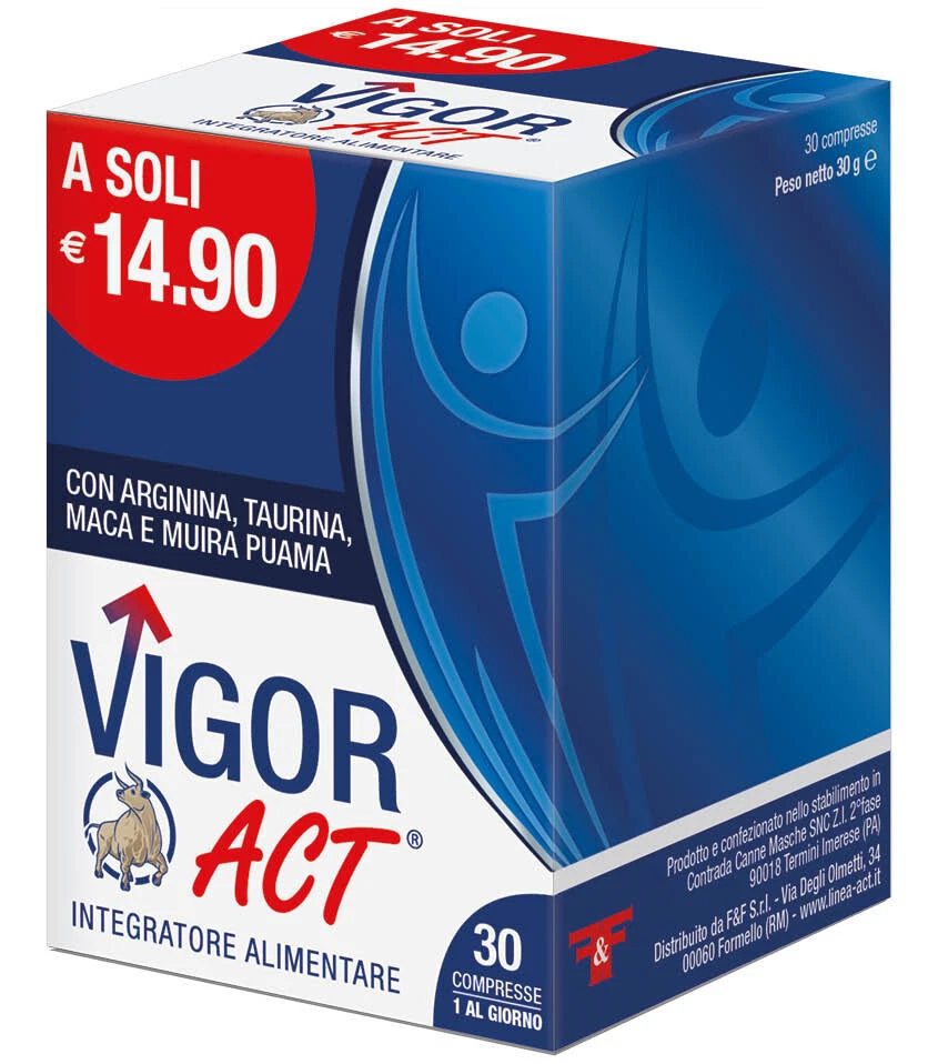 VIGOR ACT 30 cpr con Taurina Arginina Maca e Muira Puama - Contrasta L'impotenza