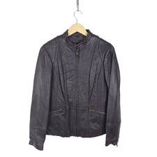 Jones New York Women's Brown Leather Jacket Size Medium