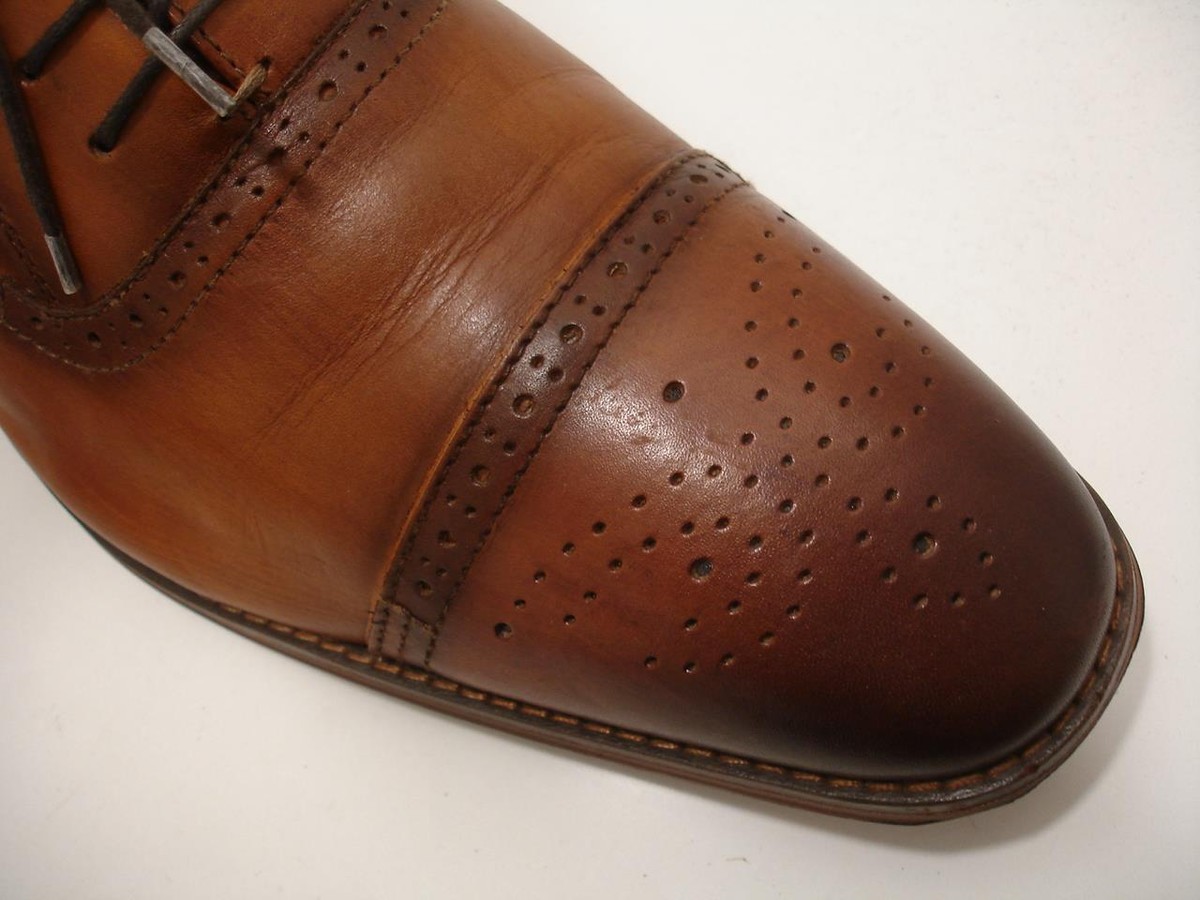 Men\'s 8.5  La Milano Lorenzo Tan Leather Cap-Toe Oxford Dress Shoes Brogue Brown La Milano M Leather Upper Dress Shoes for Men for sale | eBay main image 2