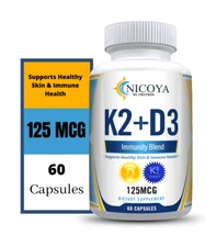 Vitamin D3+K2 MK7 125 mcg | Healthy Skin, Mood, Immune Support & Heart Health