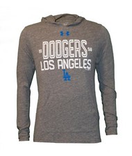 Under Armour UA MLB LA Dodgers Baseball Performance Heatgear Heather Gray Hoodie
