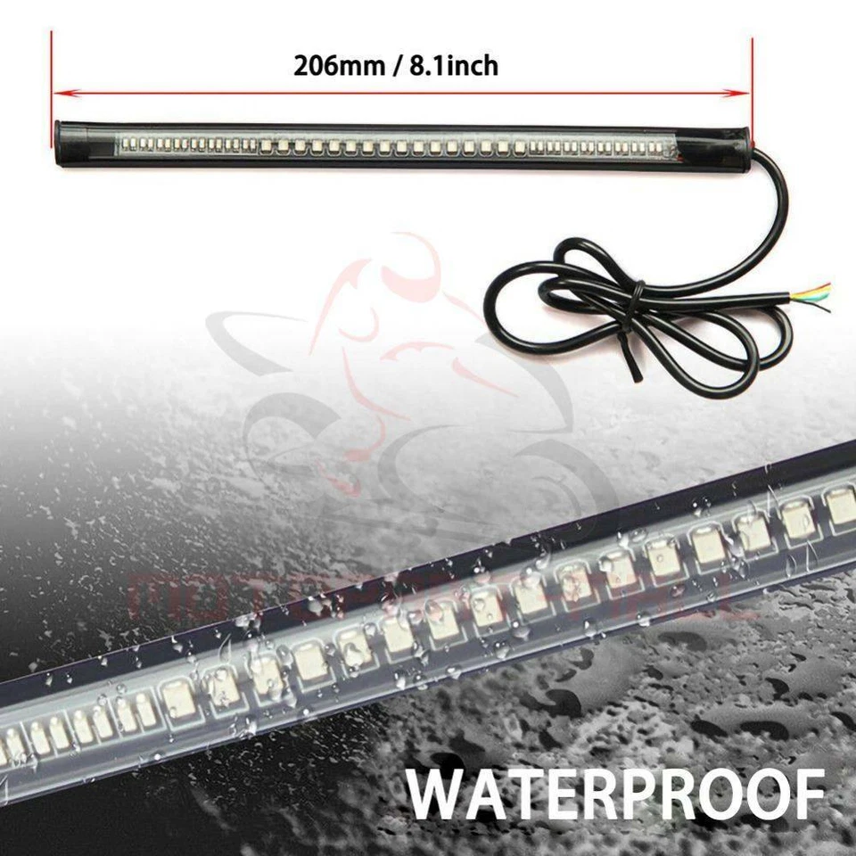 4 Light Strips Bar LED Tail Light License Brake Turn Signals ATV Motorcycle Cafe Foto 4 de 4