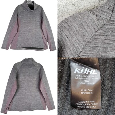 Kuhl Pullover Verena Funnel Neck Gray Red Pullover Women s Size XL Flaw