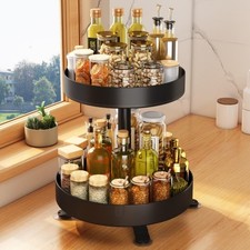 Two-Tier Rotating Spice Rack in Matte Black