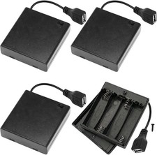 4 PCS 4 AA Battery Holder USB Switch, 6V USB Female Socket, 4 x 1.5V AA Battery