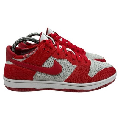Nike Dunk Low Flyknit Mens Size 8.5 US 917746-600 University Red Wolf Grey White