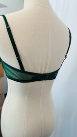 La Perla Dark Green Lace Underwire Unlined Balconette Bra Sz 3