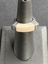 925 STERLING SILVER WHITE AND COLORLESS GEMS RING SIZE 5.5