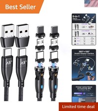 Fast Charge Magnetic USB C Cable with 540-Degree Rotation, 2-Pack, 3.3FT/6FT