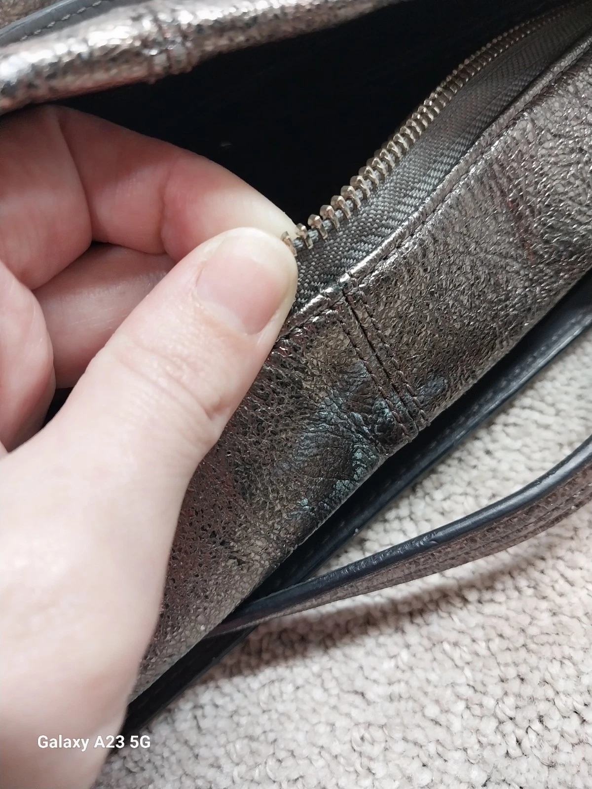 Coach Brooke borsa hobo a tracolla in pelle metallizzata argento F17165 tracolla rimovibile