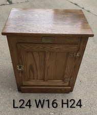 Vintage White Clad Oak Wood Ice Box Nightstand Cabinet Chest End Table