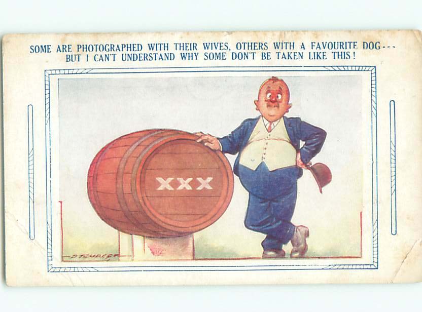 Bamforth Comic signed MAN WITH WHISKEY KEG : make an offer AC0048