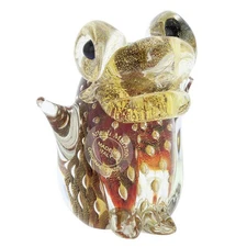 GlassOfVenice Murano Glass Bullicante Frog - Red