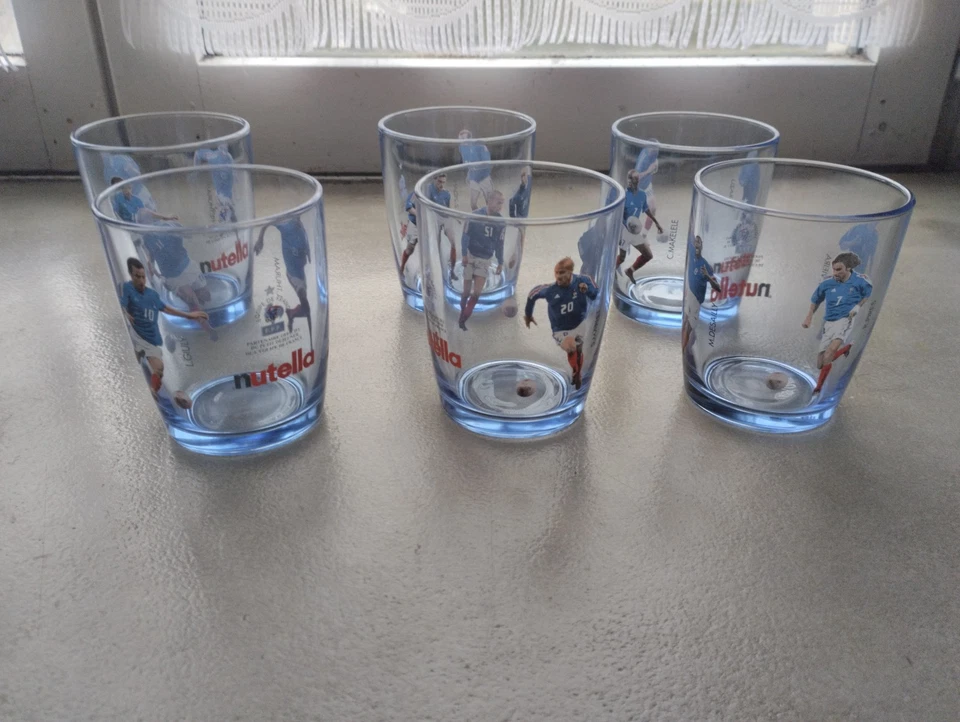 6 VERRES NUTELLA FOOTBALL EQUIPE DE FRANCE D'OCCASION - Photo 3/4