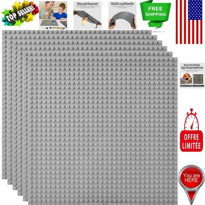 6-Pack Classic 10'' x 10'' Baseplates for Building Bricks - Durable & Creative