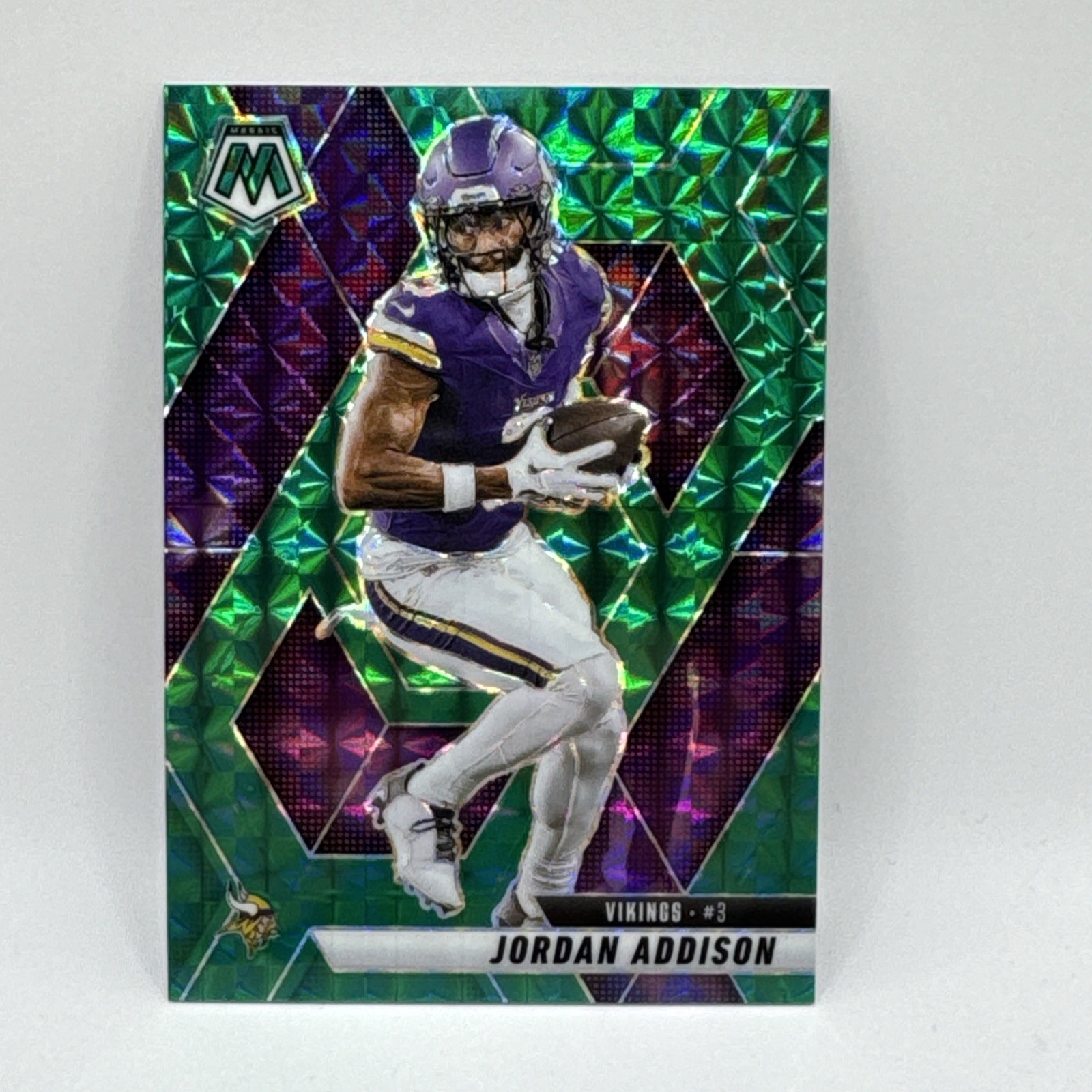 2023 Panini Mosaic Jordan Addison RC Green Prizm Rookie #337 Minnesota Vikings