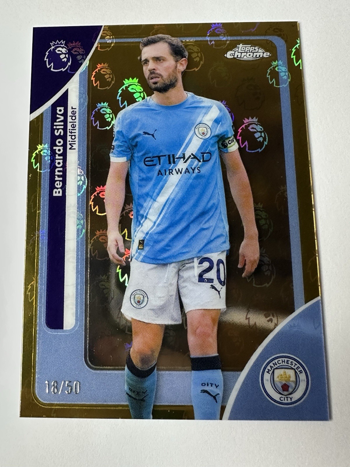 Bernardo Silva Logofractor Gold /50 2025-26 Topps Chrome EPL #123 Man City