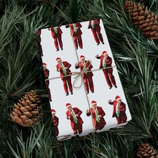 Funny Dancing Donald Trump Wrapping Paper, MAGA Quirky Christmas Gift Wrap