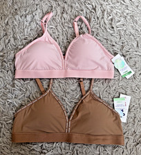 NWT Lot of 2 Justice Girls T-shirt Bra with Logo Trim, Pink/Brown, Sz 32
