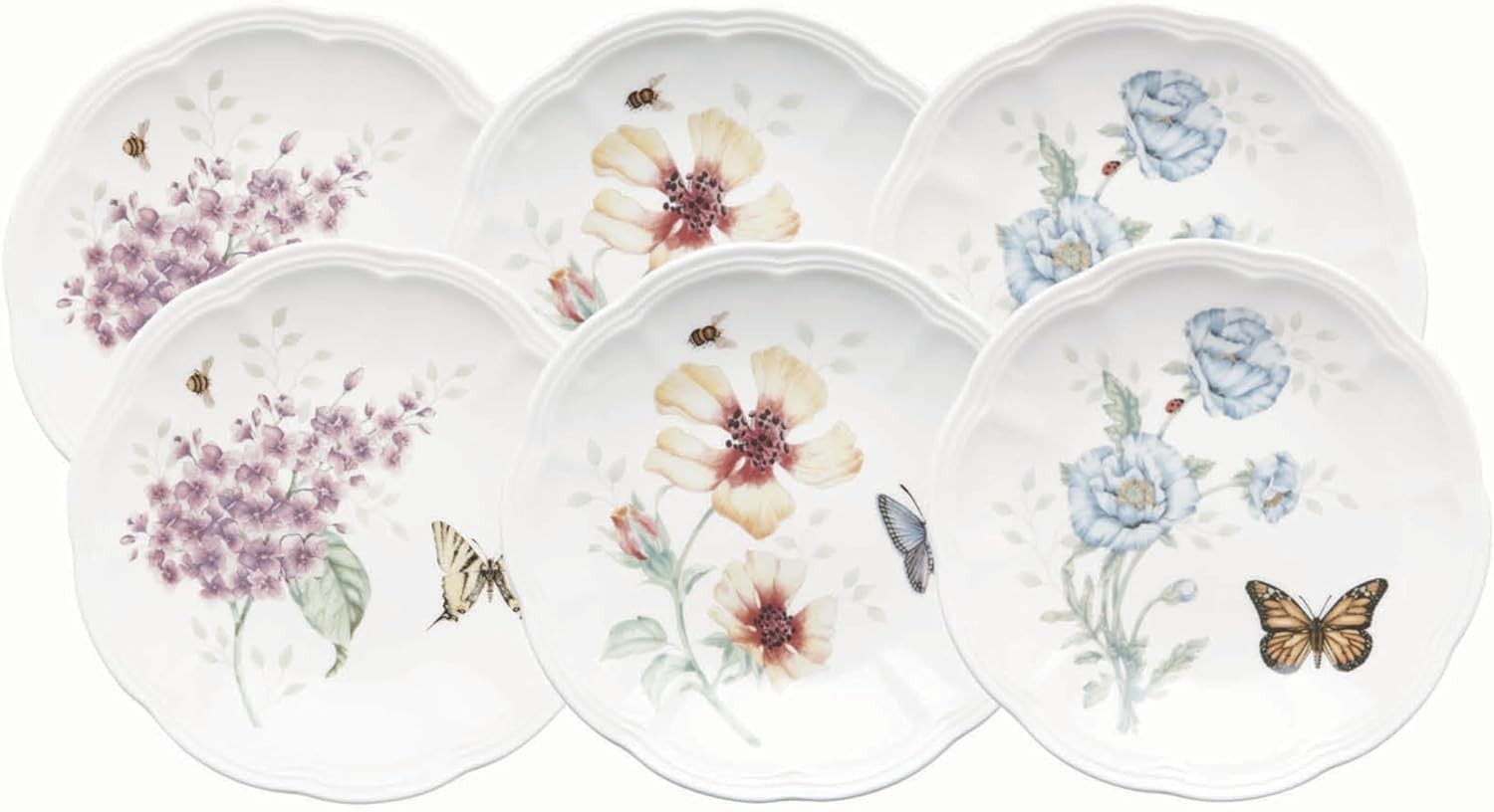 Lenox Dinnerware Set, Butterfly Meadow 6-Piece Tidbit Plate 