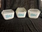 Vtg Pyrex Amish Butterprint Refrigerator Bowl Set (2) 501 + 502 With Lids