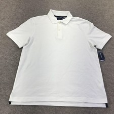Nautica Polo Shirt Mens Medium White 100 Cotton Knit Logo Short Sleeve K6502