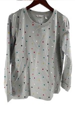 Sport Savvy Polka Dot Pullover Top Light Grey